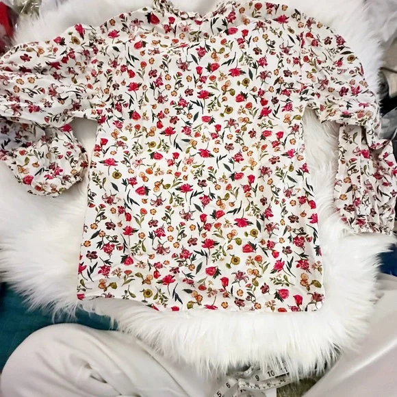 J.‎ Crew Ruffle Tie Neck Floral Cotton Popover XXS - Picture 14 of 14